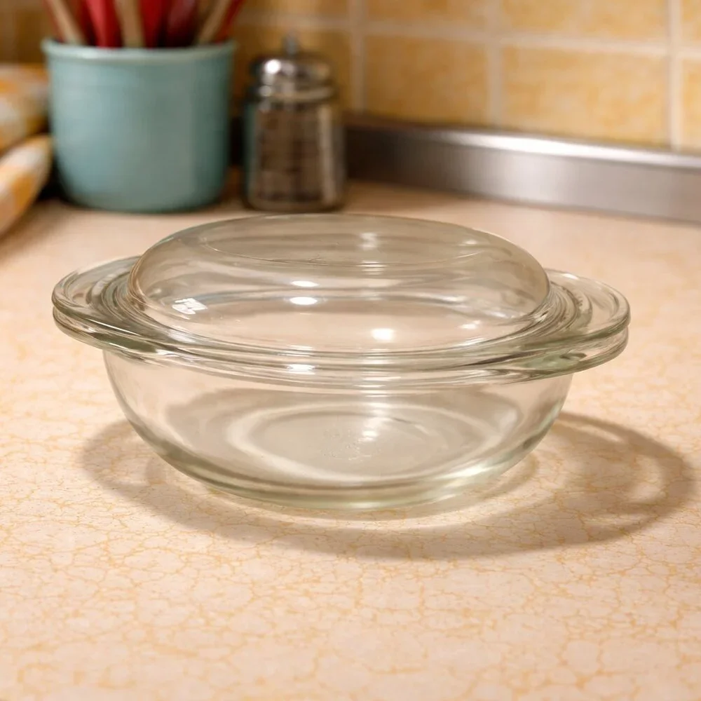 Vintage 1930s / 1940s Pyrex Clear Glass Serving Bowl 022 with Lid 682-C5